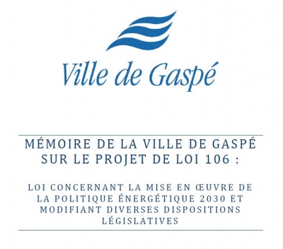 La Ville de Gaspé fait connaître ses attentes au gouvernement en commission parlementaire sur le projet de loi 106